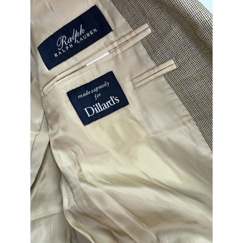 Ralph by Ralph Lauren Blazer Houndstooth Two Button Tan/Blue Mens Size 42L