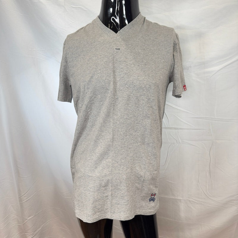 NWOT Psycho Bunny Mens V-Neck T-Shirt Short Sleeve Pima Cotton Heather Gray M