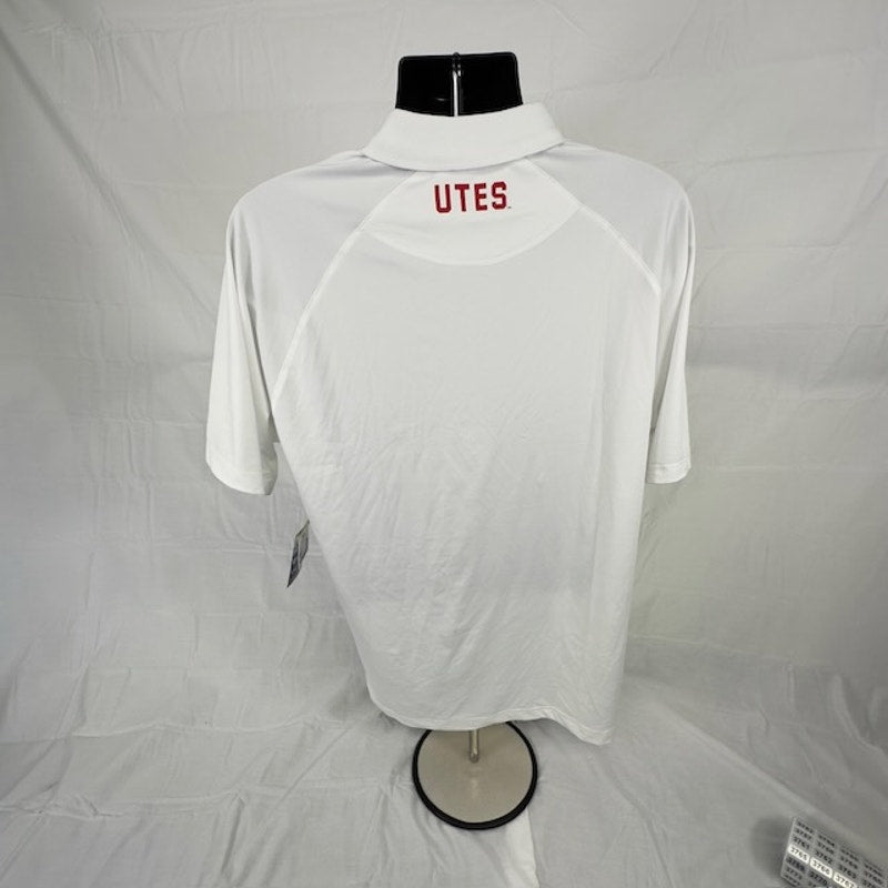 Champion NCAA Utah Utes Performance Polo Shirt Short Sleeve White Red Mens M