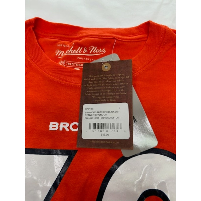 NWT Mitchell & Ness Denver Broncos Terrell Davis #30 Throwback T-Shirt Red Sz S