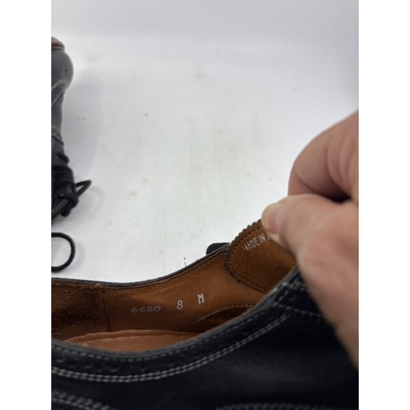 Vero Cuoio Brogue Leather Oxford Dress Shoes Lace-Up Almond Toe Black Mens Sz 8