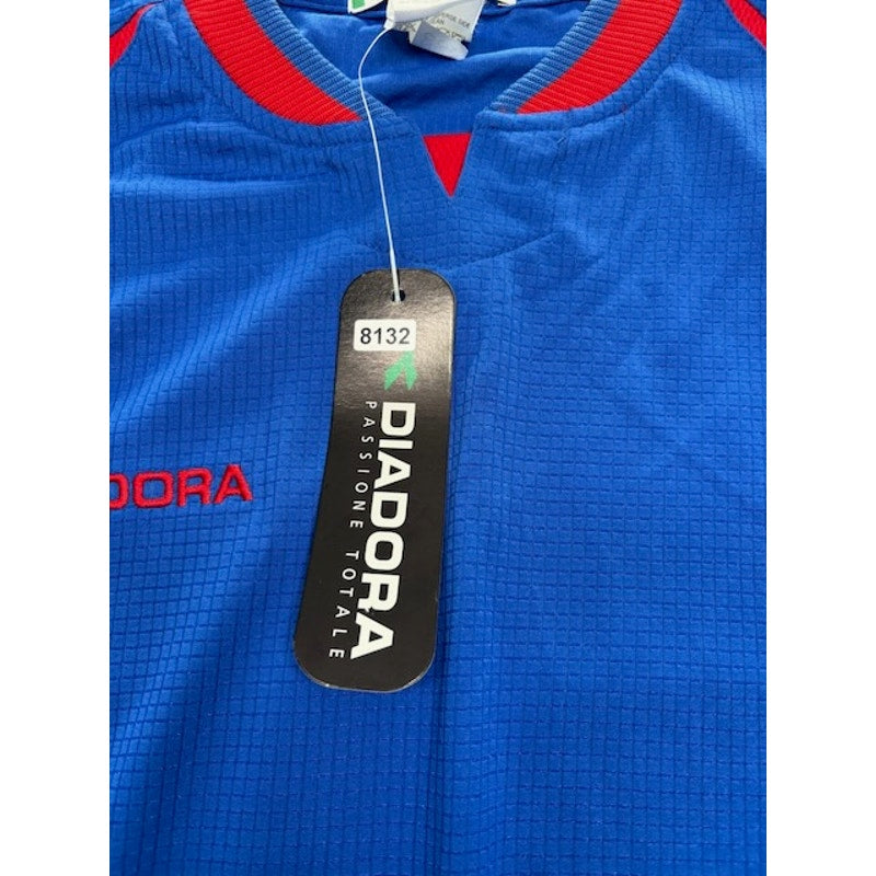 Diadora Roma Team Jersey Shirt Short Sleeve V-Neck Blue Red Mens Size XL