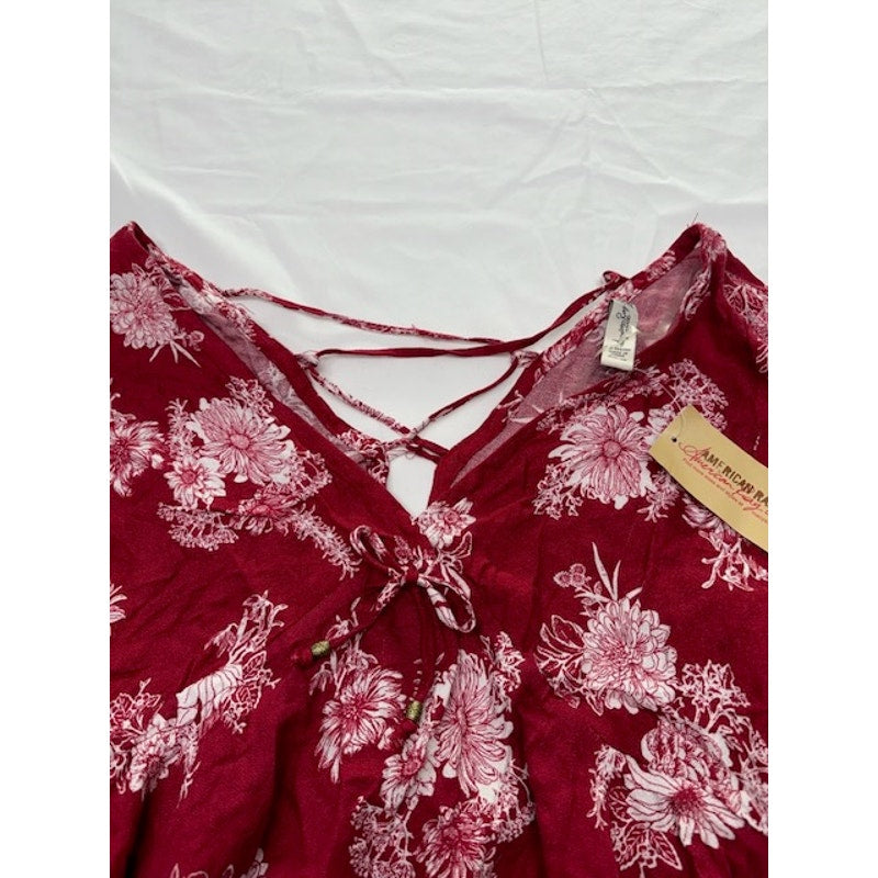 American Rag Cie High-Low Floral-Print Peasant Top Biking Red Combo Size XS