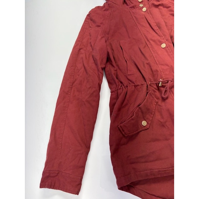 Collection B Hooded Anorak Jacket Twill Full-Zip Brick Junior Womens Size S