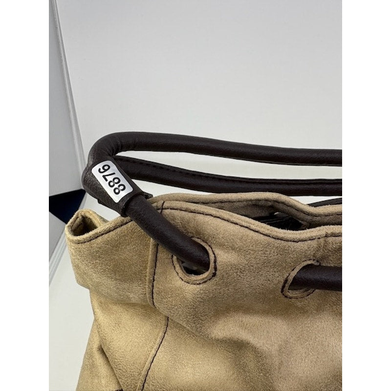 Estée Lauder Double Handle Handbag Tote Bag Side Pocket Beige/Dark Brown Womens