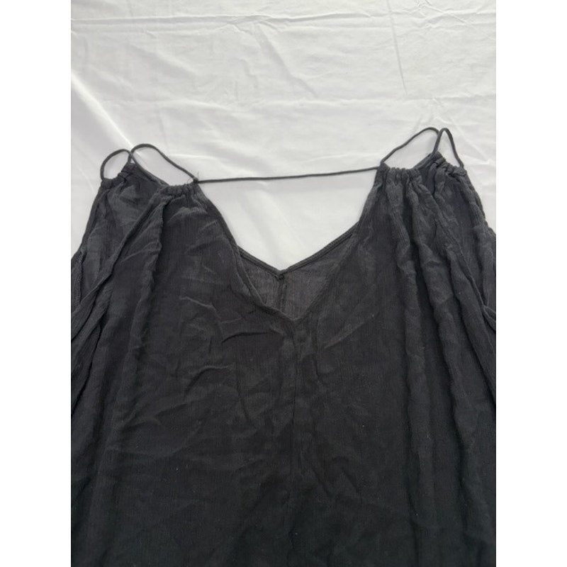 Jessica Simpson Cropped Top Long Sleeve Bell Cuff V-Neck Black Womens Sz XS