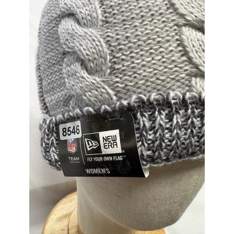 New Era NFL Cable Knit Pom Beanie Hat Cuffed Winter Cap Gray Womens OSFA