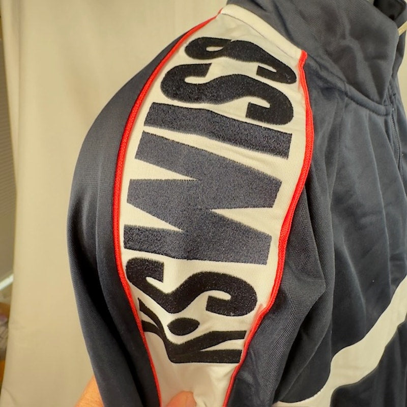 K-Swiss Old Goods Track Jacket Long Sleeve Zip-Up Athletic Fit Navy Mens Size XL