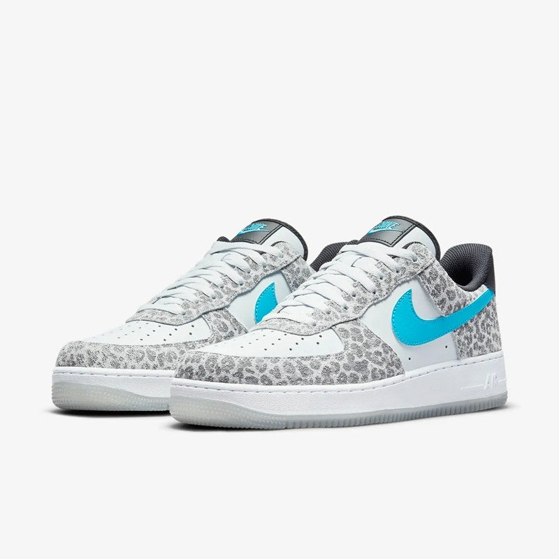 Nike Air Force 1 '07 Premium Sneakers DJ6192-001 Leopard White Blue Mens Size 10