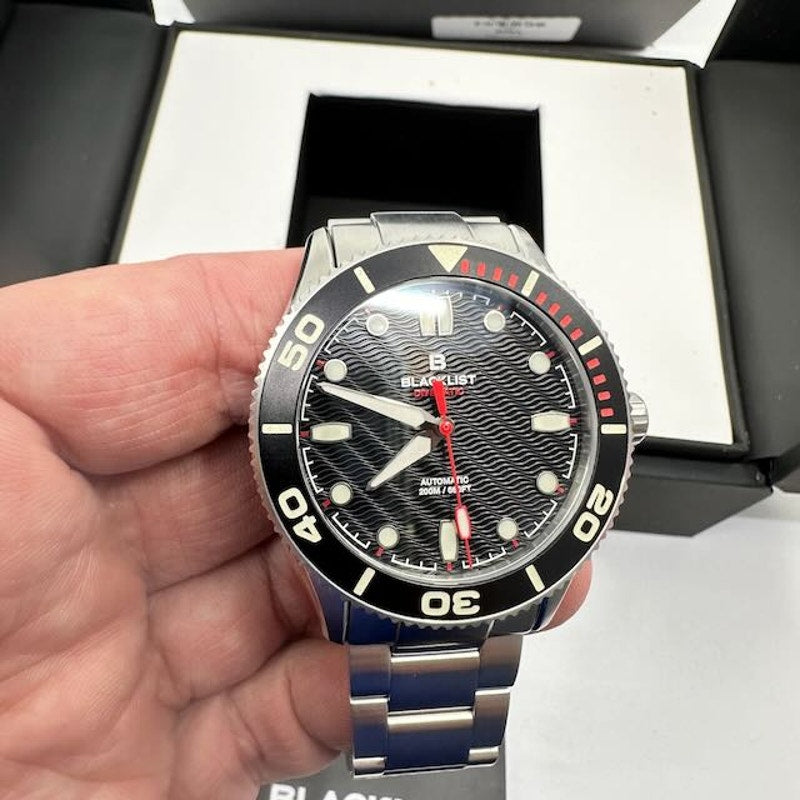 Blacklist Divematic Black Widow Watch Silver Stainless Steel Black Dial OS