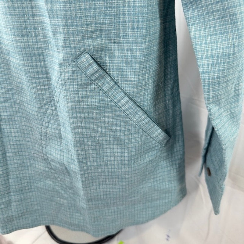 Royal Robbins Shirt Half Button-Up Long Sleeves Hemp Blend Blue Womens Size M
