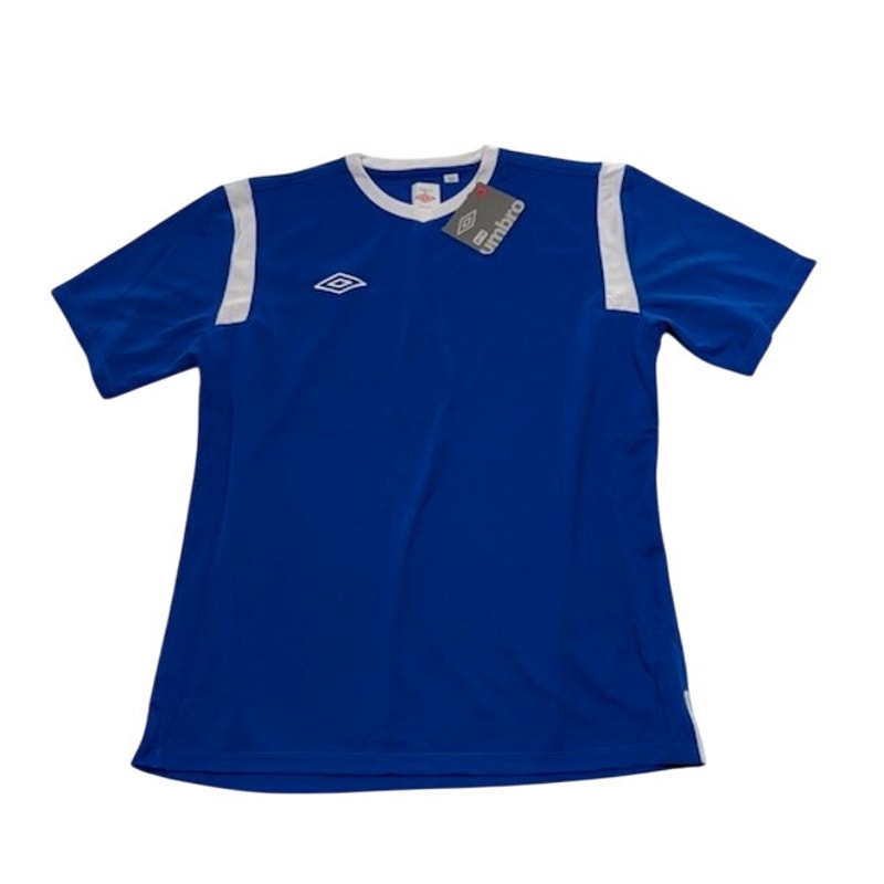 Umbro Soccer Jersey Shirt Short Sleeve V-Neck Royal Blue/White Mens Size M