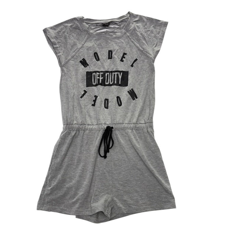Material Girl Active Romper Short Cap Sleeve Cutout Back Gray Womens Size XS
