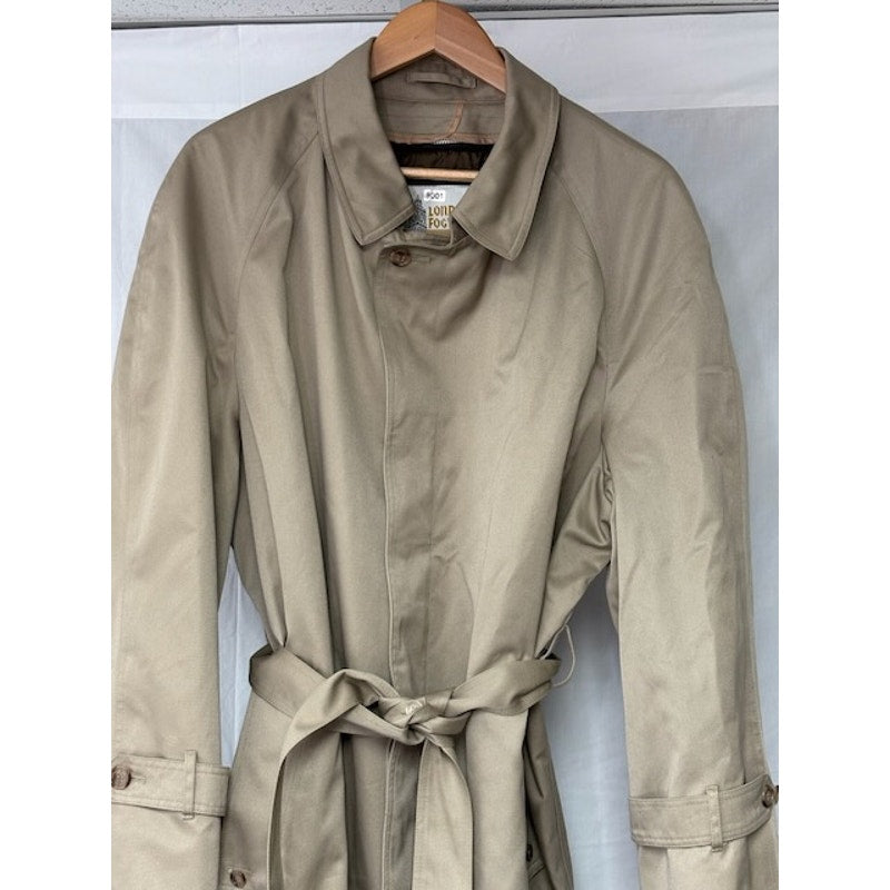 London Fog Vintage Trenchcoat Full-Zp Classic Old Money Luxury Tan Womens Sz 44