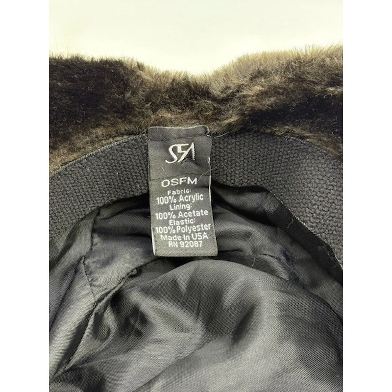 Saks Fifth Avenue Faux Fur Bucket Hat Soft Plush Winter Cap Brown Womens OSFM