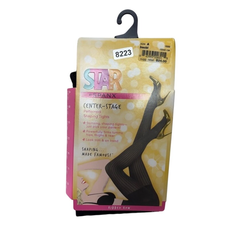 Star Power By SPANX Center-Stage Ribbed Row Shaping Tights Black Size A