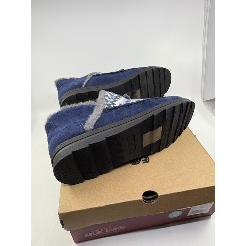 Muk Luks Ziggy Wilshire Winter Booties Slip-On Navy White Womens Size 10