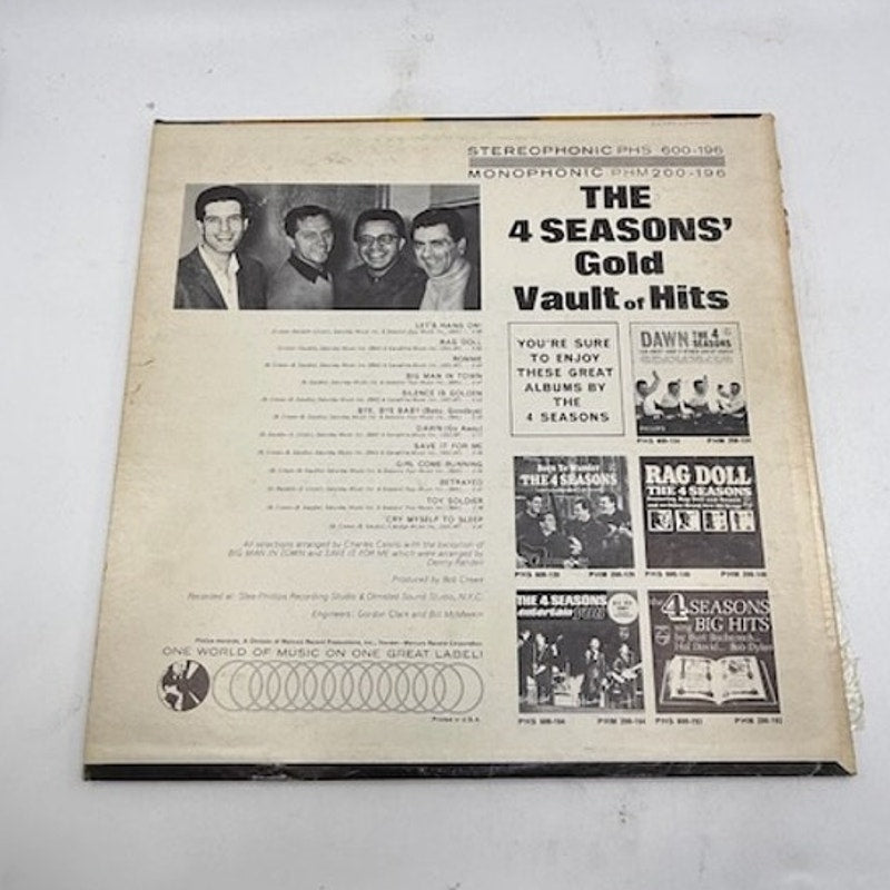 The 4 Seasons' – The 4 Seasons' Gold Vault Of Hits Vinyl Record Album