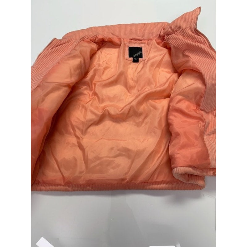 Collection B Cropped Corduroy Puffer Coat Full Zip Blush Womens Size XS