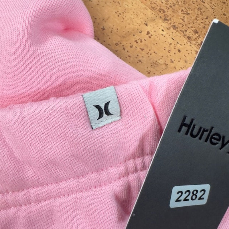 Hurley Lost Horizons Fleece Jogger Pants High-Rise Palm Tree Pink Womens Size S