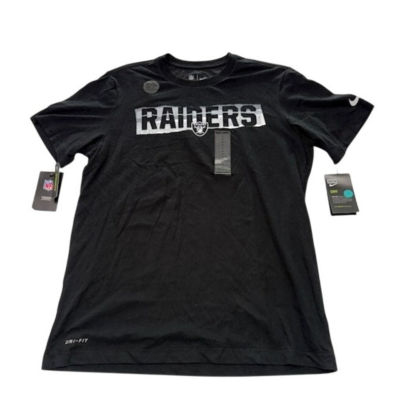 Nike Dri-Fit NFL Las Vegas Raiders T-Shirt Standard Fit Black Mens Size M