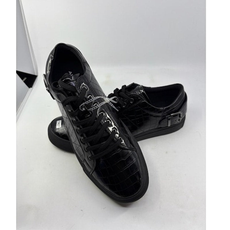 Aldo Himrich Trainer Shoes Sneakers Crocodile Skin Embossed Black Size 13