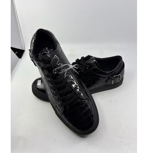 Aldo Himrich Trainer Shoes Sneakers Crocodile Skin Embossed Black Size 13