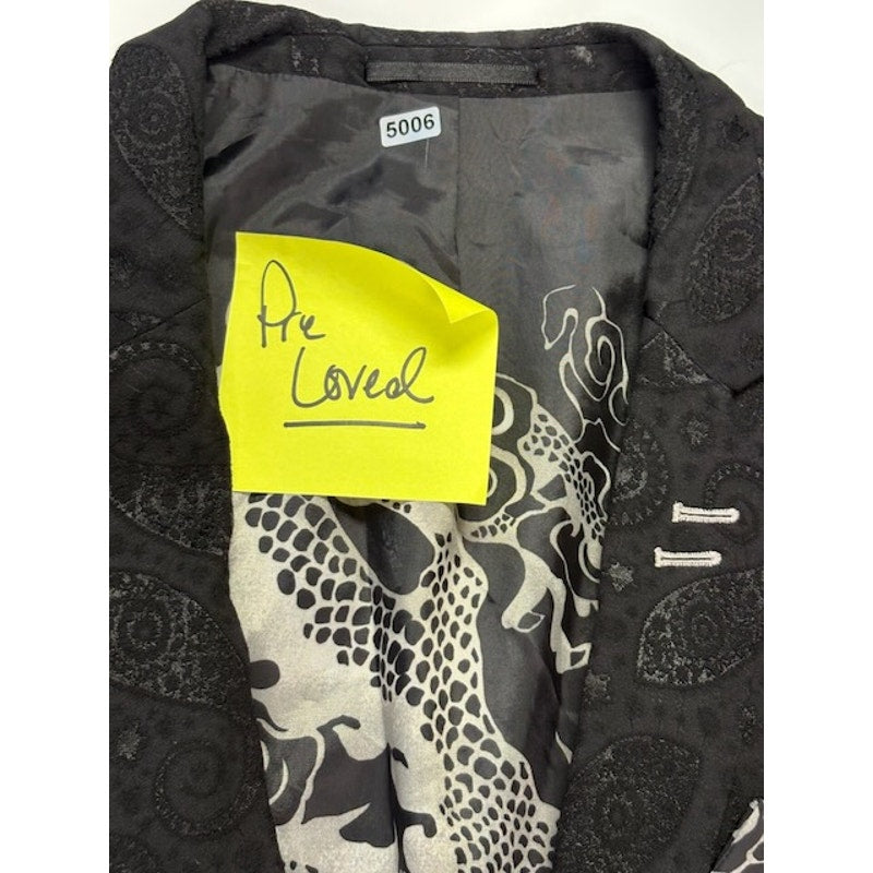 Bogosse Tibo Blazer Two Button Paisley Dragon Print Viscose Gray Mens Size 44