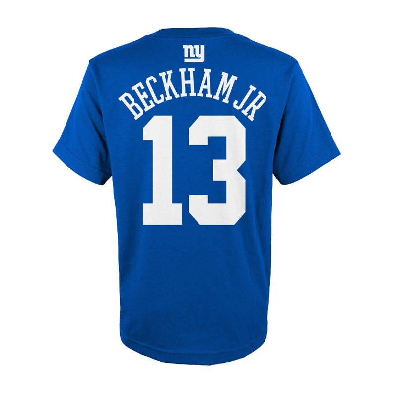 NFL Odell Beckham Jr New York Giants T-Shirt Crew Neck Royal Blue Mens Size XL