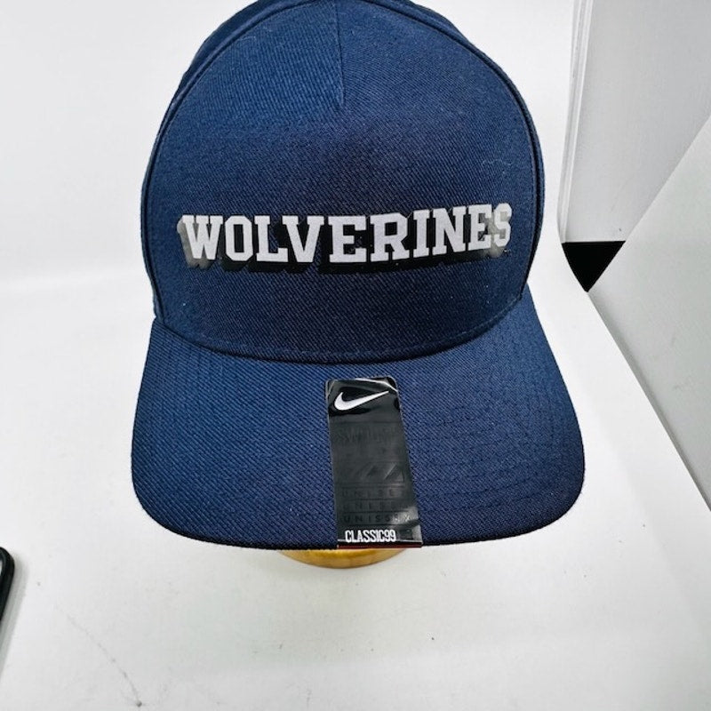 Nike Michigan Wolverines Local Dna Verbiage Swoosh Flex Cap Blue Mens OS