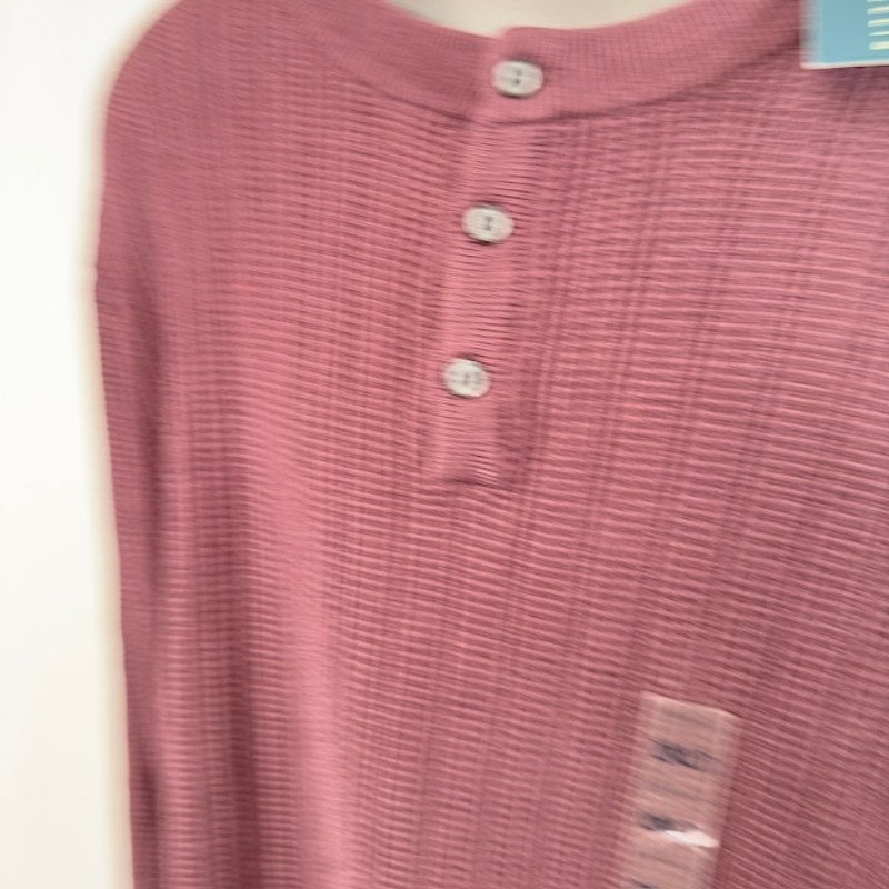 Perry Ellis Long-Sleeve Henley Sweater Round Neck Pullover Mauve Mens  Size 2XLT