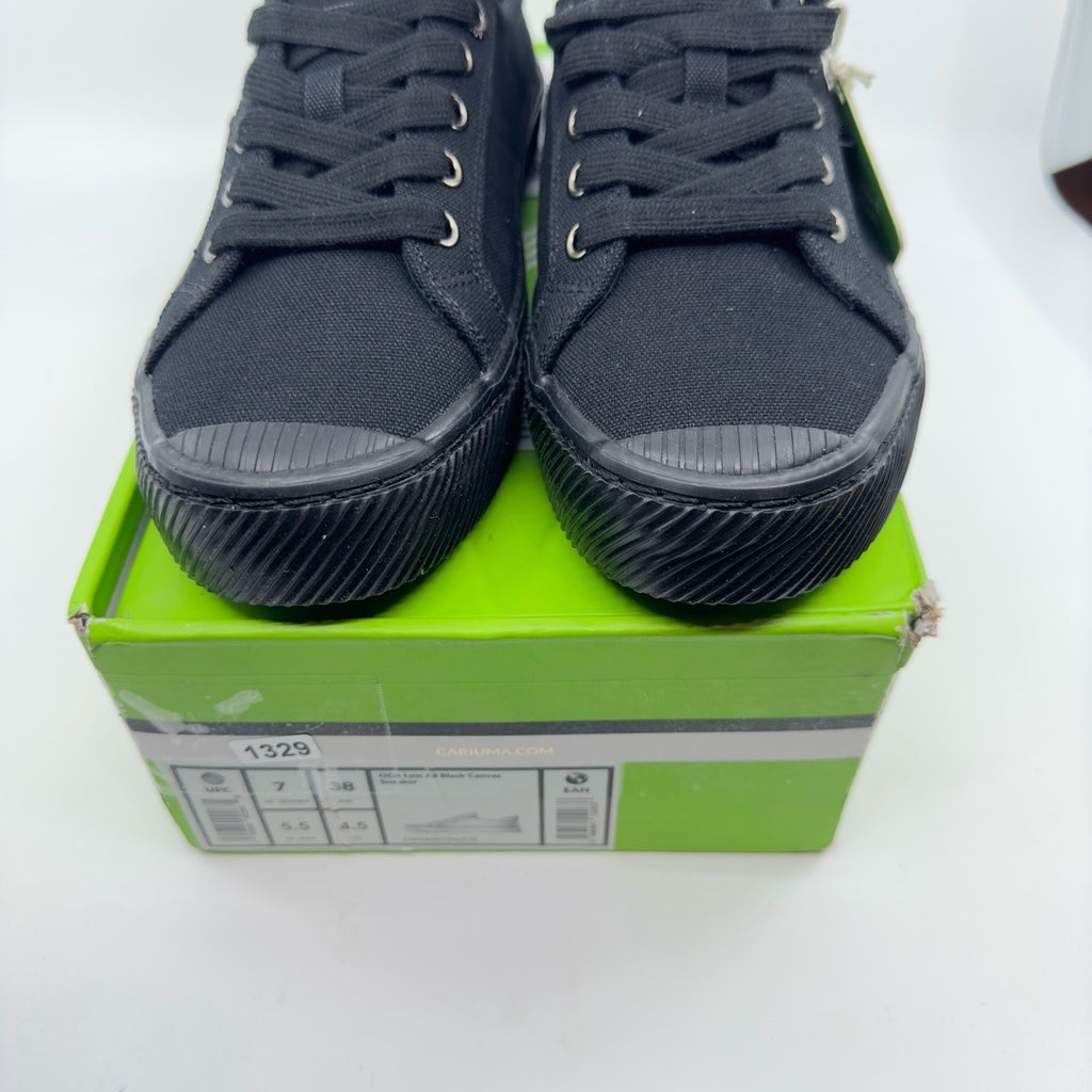 Cariuma Unisex Oca Low AB Canvas Sneaker Casual Shoes Lace-Up Black Size 5.5/7