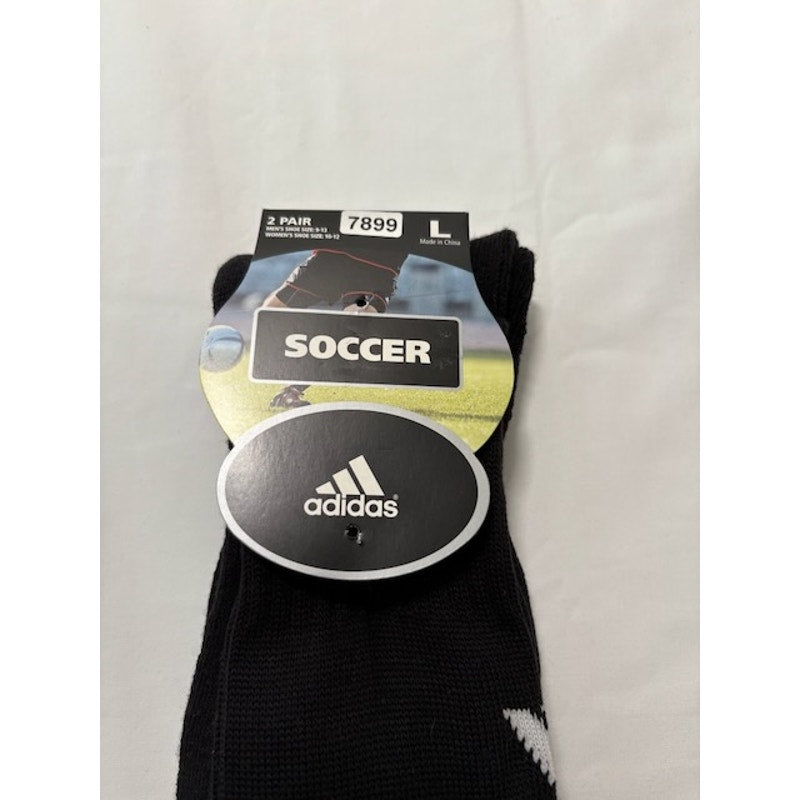 2 Pairs Adidas Soccer Socks Over The Calf Black/White Mens Shoe Size L 9-13