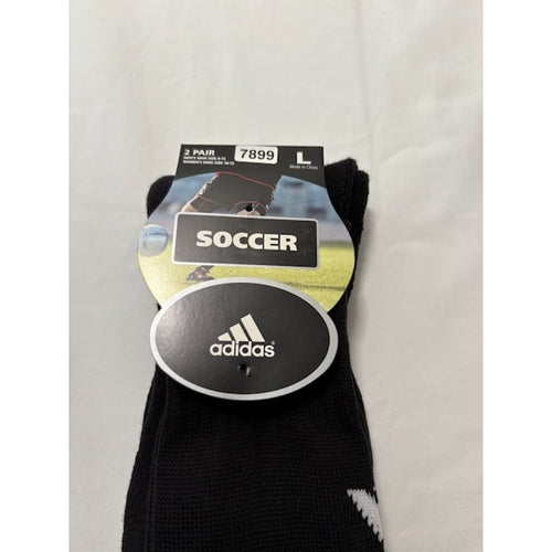 2 Pairs Adidas Soccer Socks Over The Calf Black/White Mens Shoe Size L 9-13