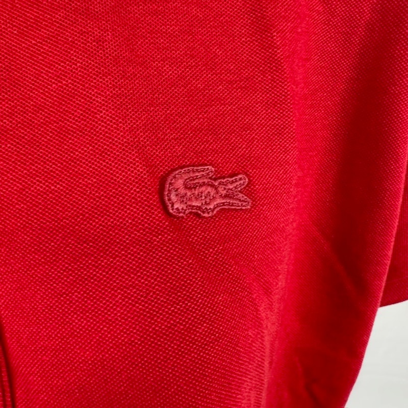 Lacoste Pique Polo Shirt Short Sleeve Relaxed Fit Stretch Red Womens XS