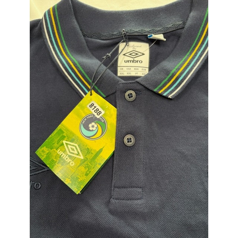 UMBRO New York Cosmos Soccer Polo Shirt Short Sleeve Navy Blue Mens Size XXL