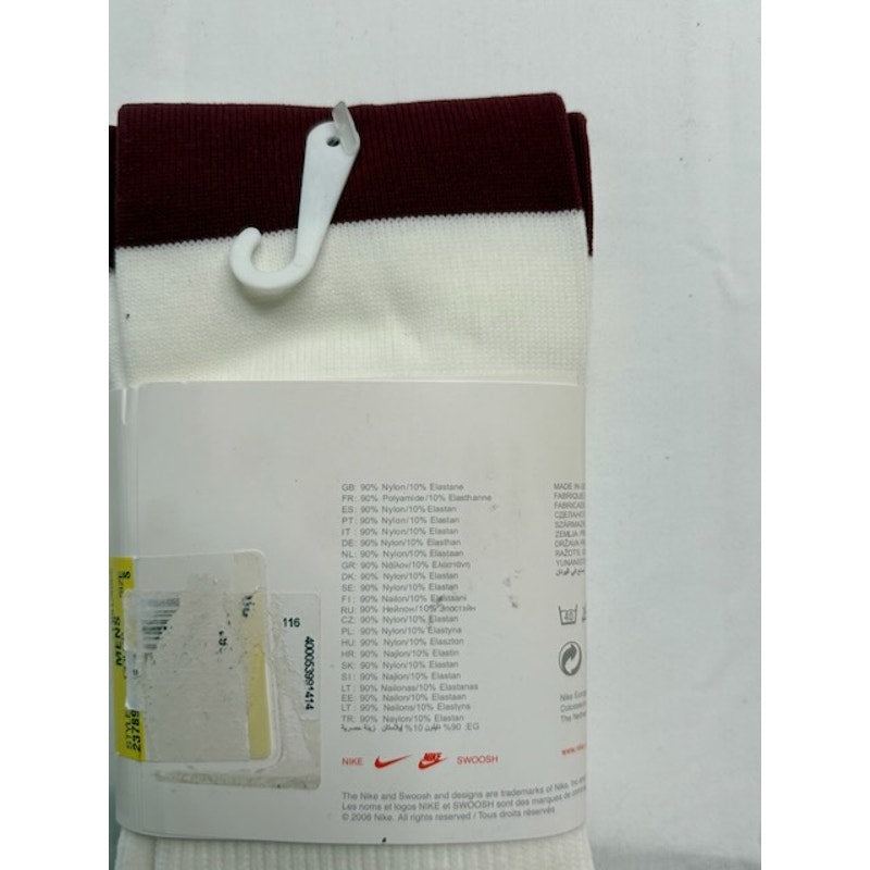 Nike Arsenal Football Socks Knee High Striped White/Maroon Adult Size 12.5-3