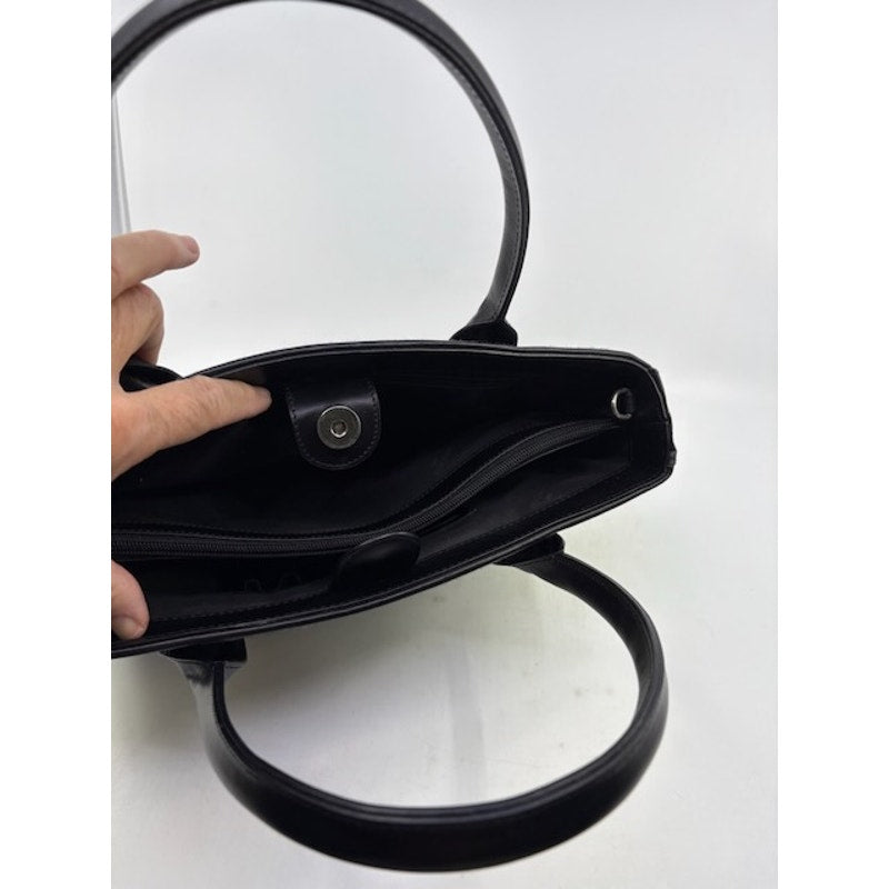 Pancaldi 1888 Tweed Leather Tote Bag Italy Top Handle Shoulder Strap Gray Black