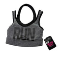 Energie Medium Impact Halter Sports Bra Run Graphic Gray Black Womens XS