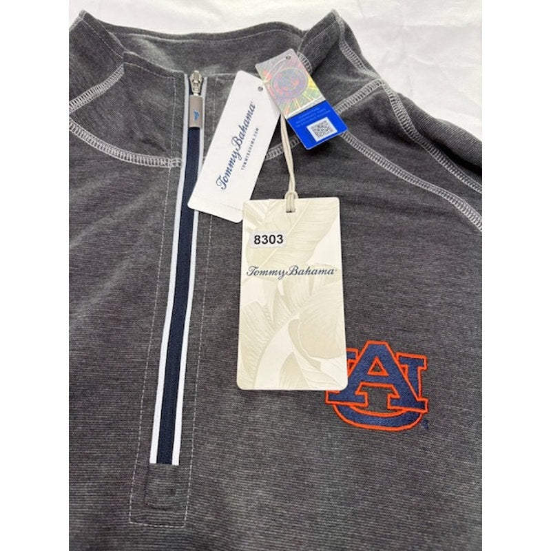 Tommy Bahama Firewall Half-Zip Sweatshirt Auburn Tigers Logo Gray Mens Sz L