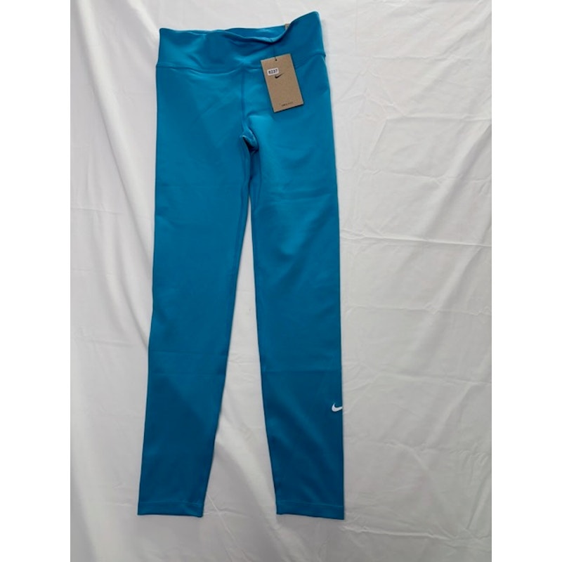 Nike Dri-FIT One High-Rise Leggings Full Length Tight Fit Blue Girls Size L