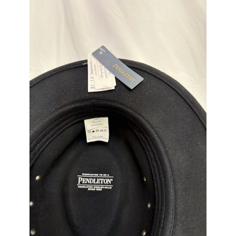 Pendleton Felt Fedora Hat Wool Leather Band Black Adult Mens/Womens Size M