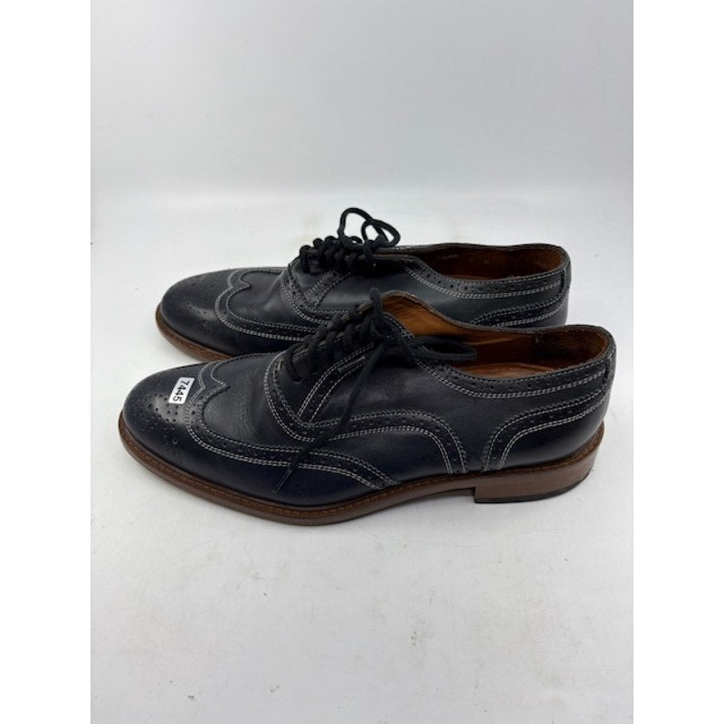 Vero Cuoio Brogue Leather Oxford Dress Shoes Lace-Up Almond Toe Black Mens Sz 8