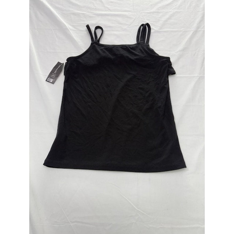 INC International Concepts Petite Ruffle Cami Top Black Womens Size P/P