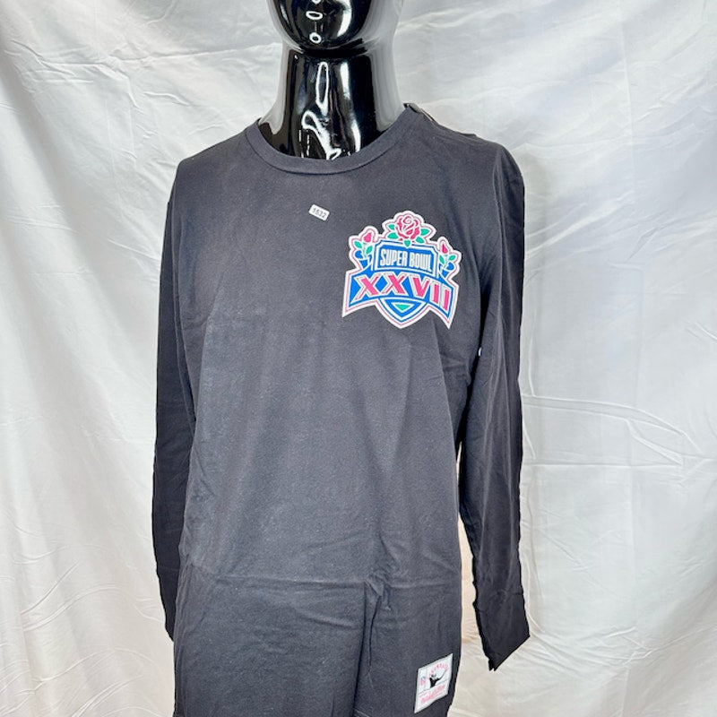 Mitchell And Ness Super Bowl Logo Mens NFL SB XXVII L/S T-Shirt Black Size Large