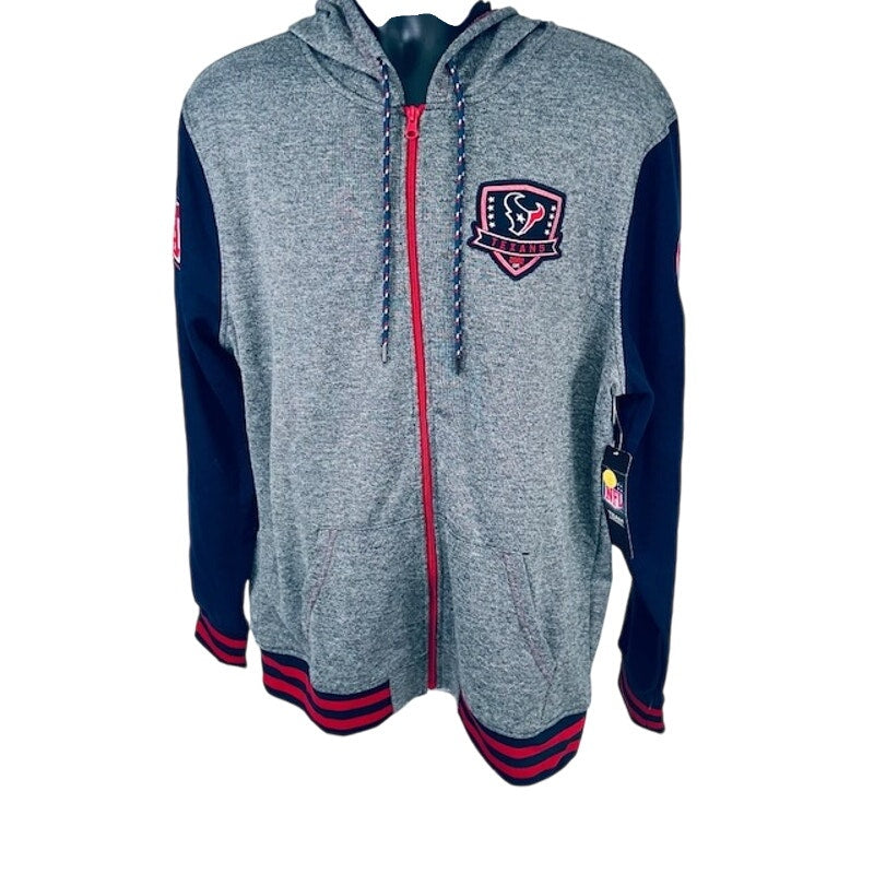Ultra Game NFL  Full Zip Houston Texans Varsity Hoodie Gray Mens Size XL