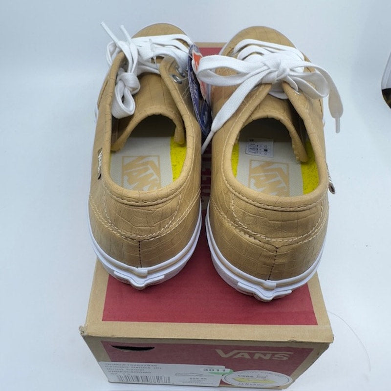 Vans Camden Deluxe Croc Skin Sneakers Low Top Canvas Camel Brown Womens 7.5