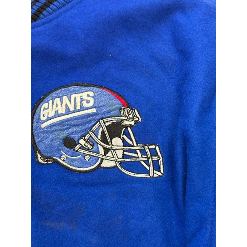 G-III Carl Banks NY Giants Leather Varsity Bomber Jacket Blue/Black Mens Size XL