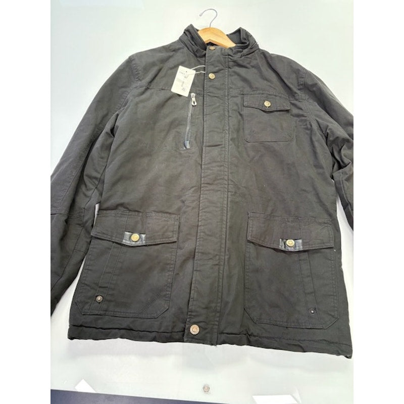 New Trend Winter Jacket Fleece Lined Zip-Up Front Pockets Black Mens Size XL