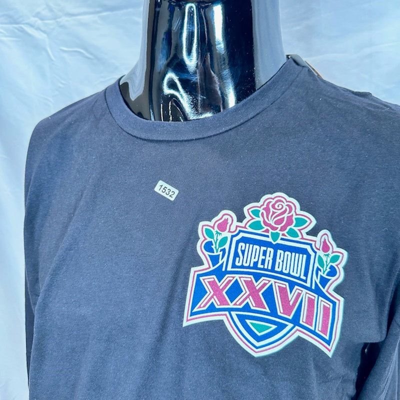 Mitchell And Ness Super Bowl Logo Mens NFL SB XXVII L/S T-Shirt Black Size Large